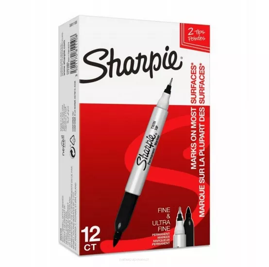 12 szt Marker Budowlany Dwustronny Permanentny Sharpie Twin Tip Czarny parkerpapeterie.pl